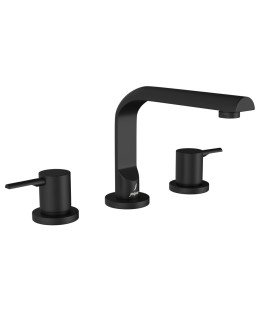 3-Hole Basin Mixer Round Spout - Black Matt