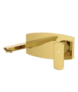 2 Hole Wall Mounted Basin Mixer - Gold Bright PVD