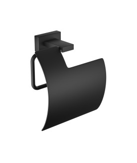 Toilet Paper Holder with Lid - Black Matt
