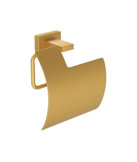 Toilet Paper Holder with Lid - Gold Matt PVD