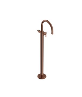 Exposed Parts of Floor Mounted Single Lever Bath Mixer - Blush Gold PVD