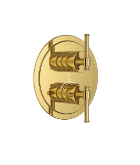 Exposed Part Kit of Thermostatic Shower Mixer with 3-way diverter - Gold Bright PVD