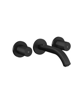 Exposed Part Kit of In-wall 3-Hole Basin Mixer - Black Matt