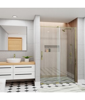 Stella Prime Wall To Wall Sliding Enclosure - Antique Bronze Frame | Clear Glass