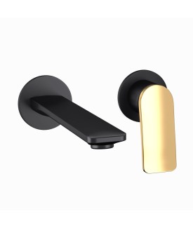 2 Hole Wall Mounted Basin Mixer - Gold Matt PVD | Black Matt