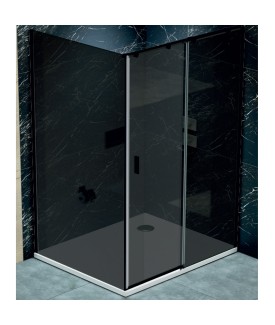 Fusion Plus “L” shaped shower enclosure (Right Version) - Black Frame | Black Glass-800x1200 mm