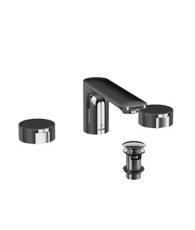 3 Hole Basin Mixer - Black Chrome