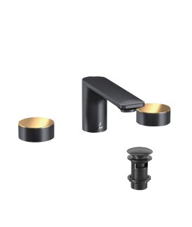 3 Hole Basin Mixer - Gold Matt PVD | Black Matt