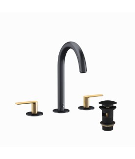 3 Hole Basin Mixer - Gold Matt PVD | Black Matt