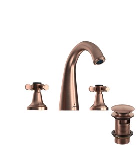 3 Hole Basin Mixer - Antique Copper