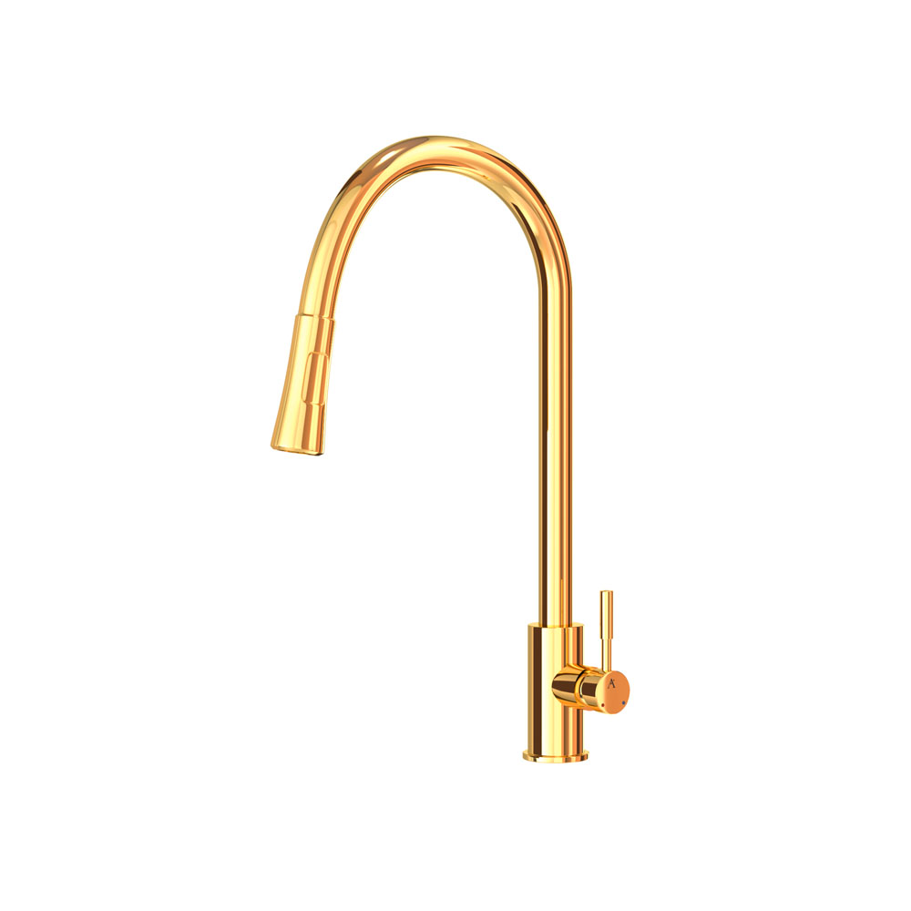 FLO2 Single Lever Pulldown Sink Mixer-Gold Bright PVD