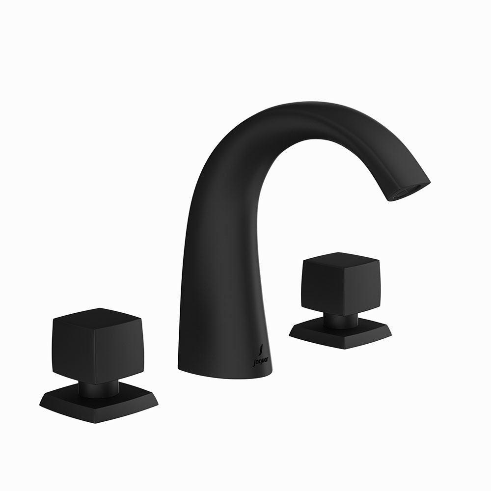 3 Hole Basin Mixer with Curved Spout-Black Matt