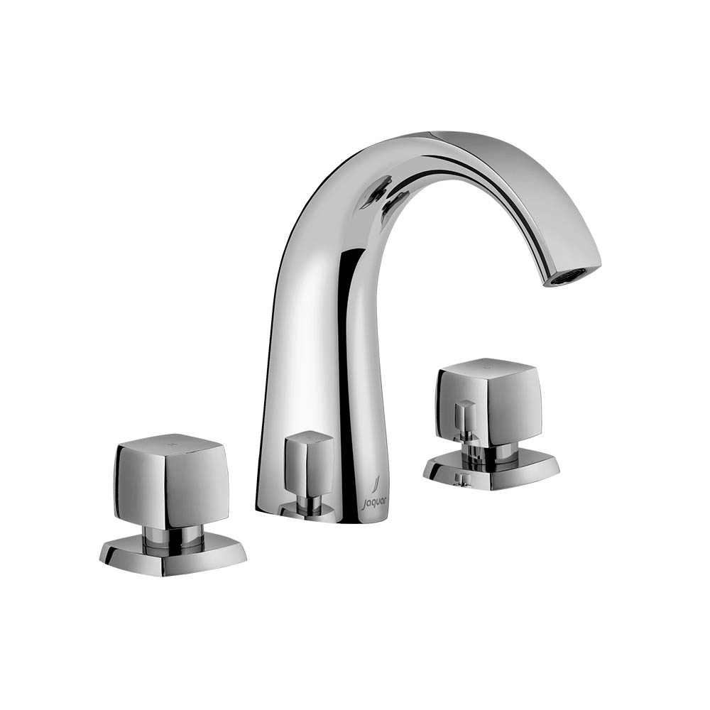 3 Hole Basin Mixer with Curved Spout-Chrome