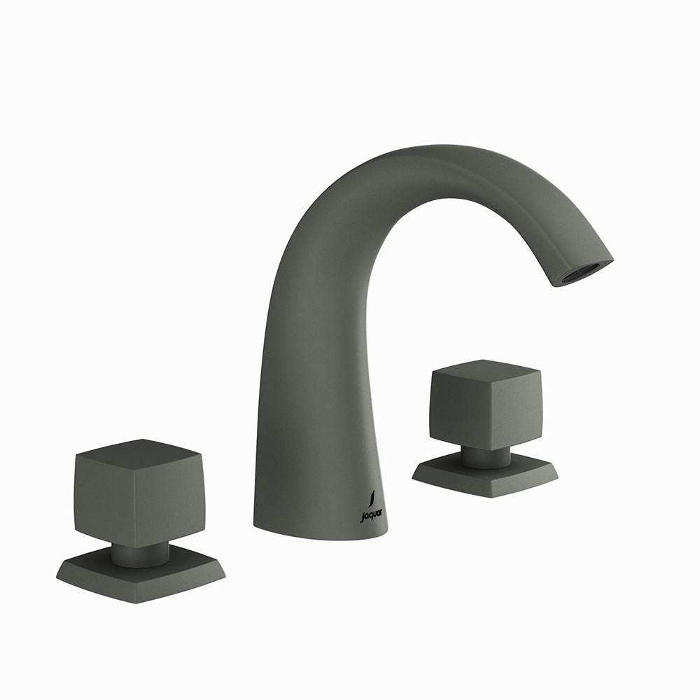 3 Hole Basin Mixer with Curved Spout-Graphite