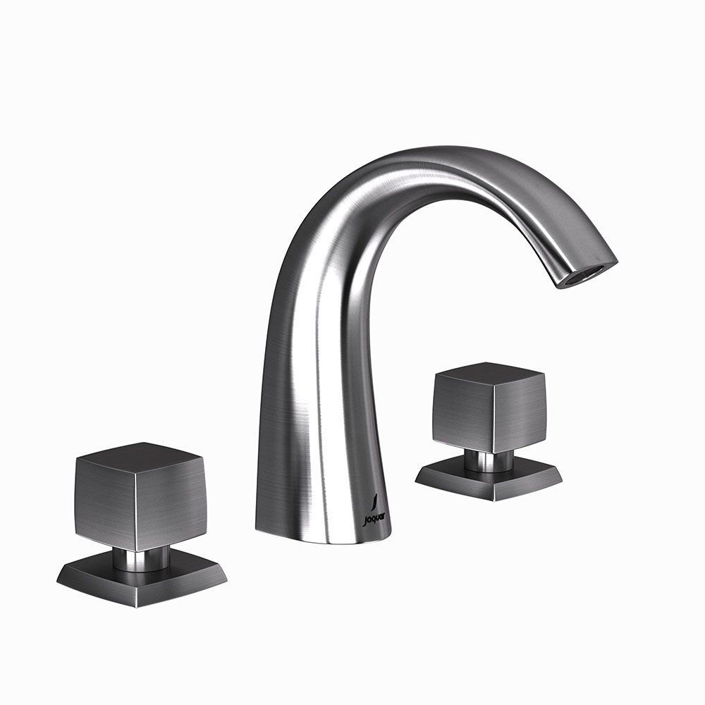 3 Hole Basin Mixer with Curved Spout-Stainless Steel