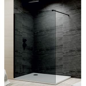 Walk-in Panel - Black Frame | Black Glass-800 mm