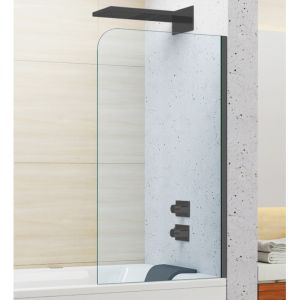 Tub Mounted Free Standing Bath Screen-Black Frame | Clear Glass-800