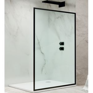 ALPHA - Walk-in Enclosure (Fully Framed)-Black Frame | Clear Glass-700