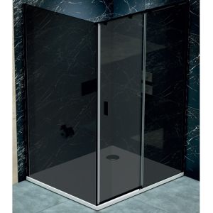 Fusion Plus “L” shaped shower enclosure (Left Version)-Black Frame | Black Glass-800x1200