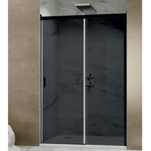 Optima Wall to wall shower enclosure-Black Frame | Black Glass-1000