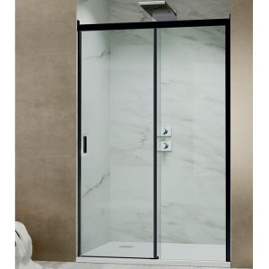 Optima Wall to wall shower enclosure-Black Frame | Clear Glass-1000