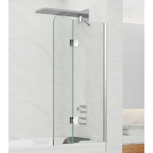Tub Mounted Bath Screen with Swing Door-Chrome Frame | Clear Glass-800