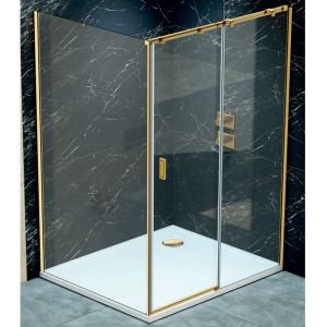 Fusion Plus “L” shaped shower enclosure (Right Version)-Gold Frame | Clear Glass -800x1200