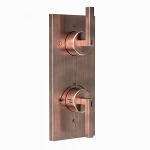 Thermostatic shower valve with 2-way diverter-Antique Copper