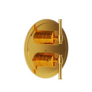 Exposed Part Kit of Thermostatic Shower Mixer with 2-way diverter-Gold Bright PVD