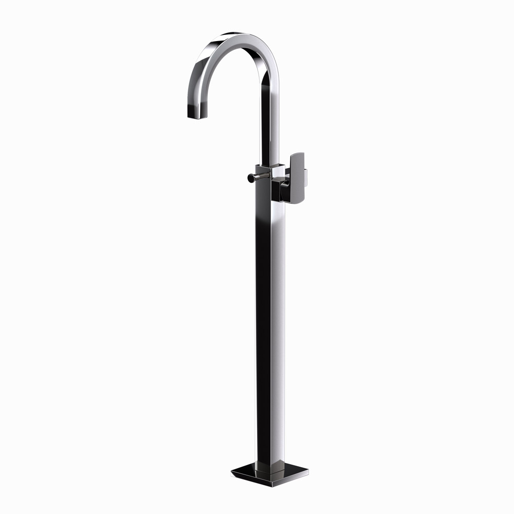Exposed Parts of Floor Mounted Single Lever Bath Mixer-Black Chrome