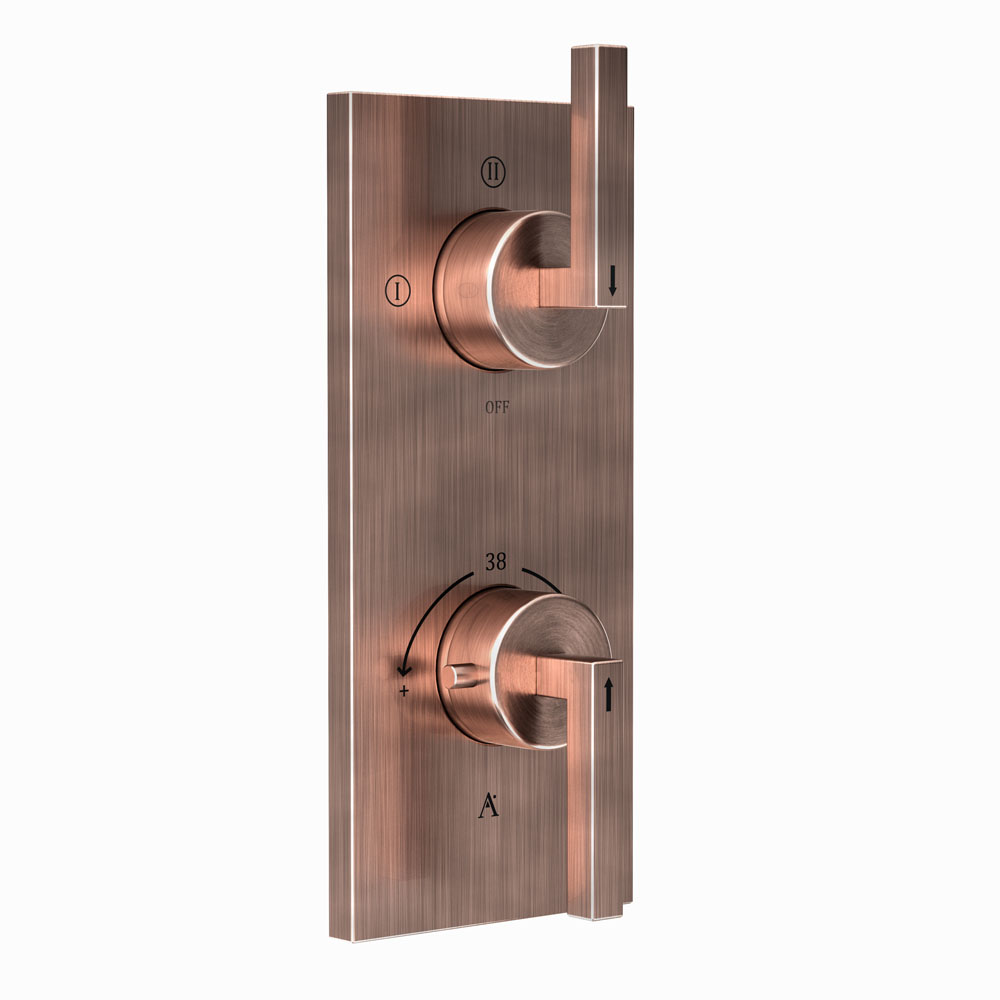 Thermostatic shower valve with 3-way diverter-Antique Copper