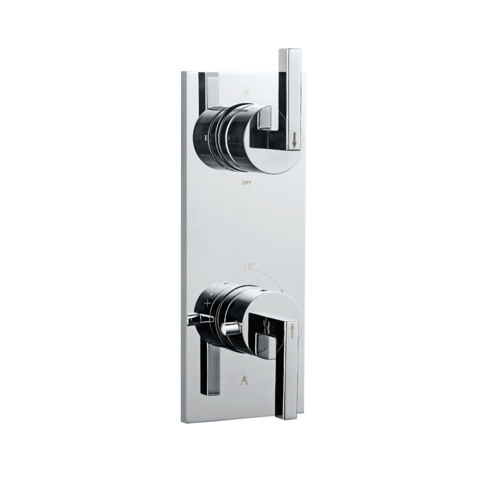 Thermostatic shower valve with 3-way diverter-Chrome