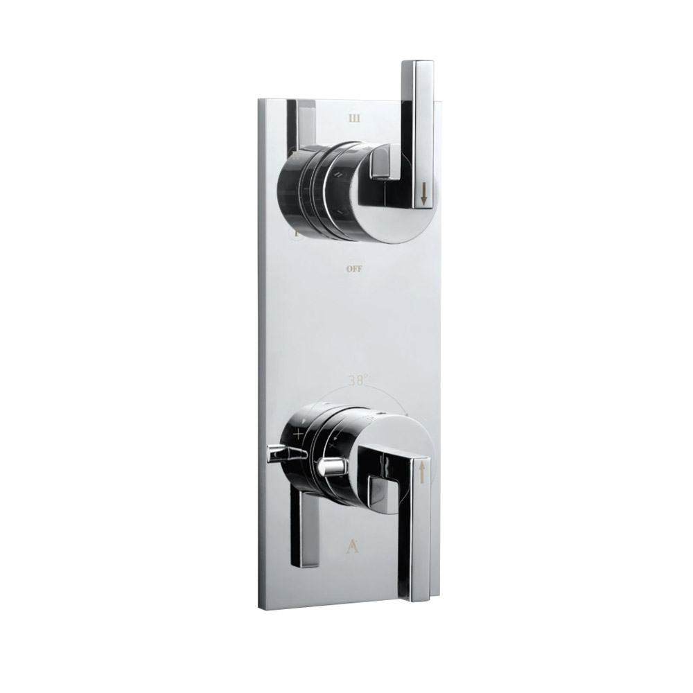 Thermostatic shower valve with 4-way diverter-Chrome