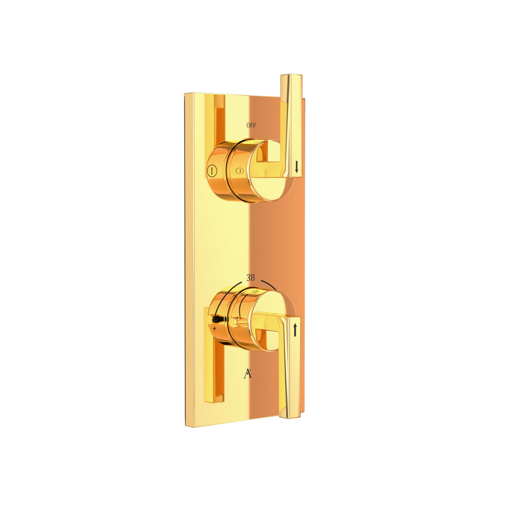 Thermostatic shower valve with 2-way diverter-Gold Bright PVD