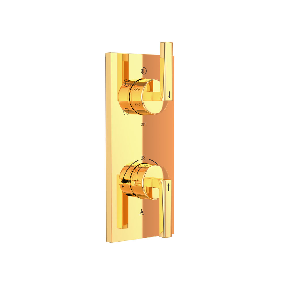 Thermostatic shower valve with 5-way diverter-Gold Bright PVD