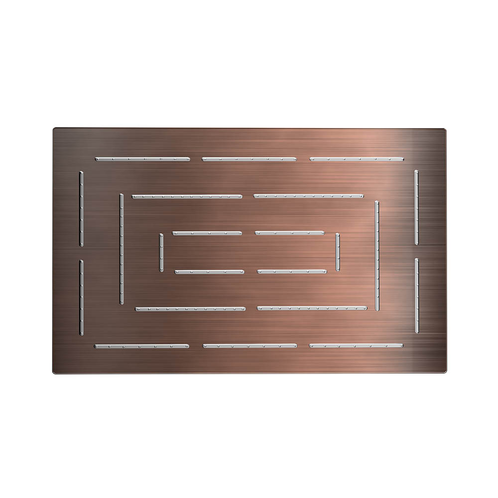 Maze Single Function 190X295mm Rectangular Showerhead-Antique Copper