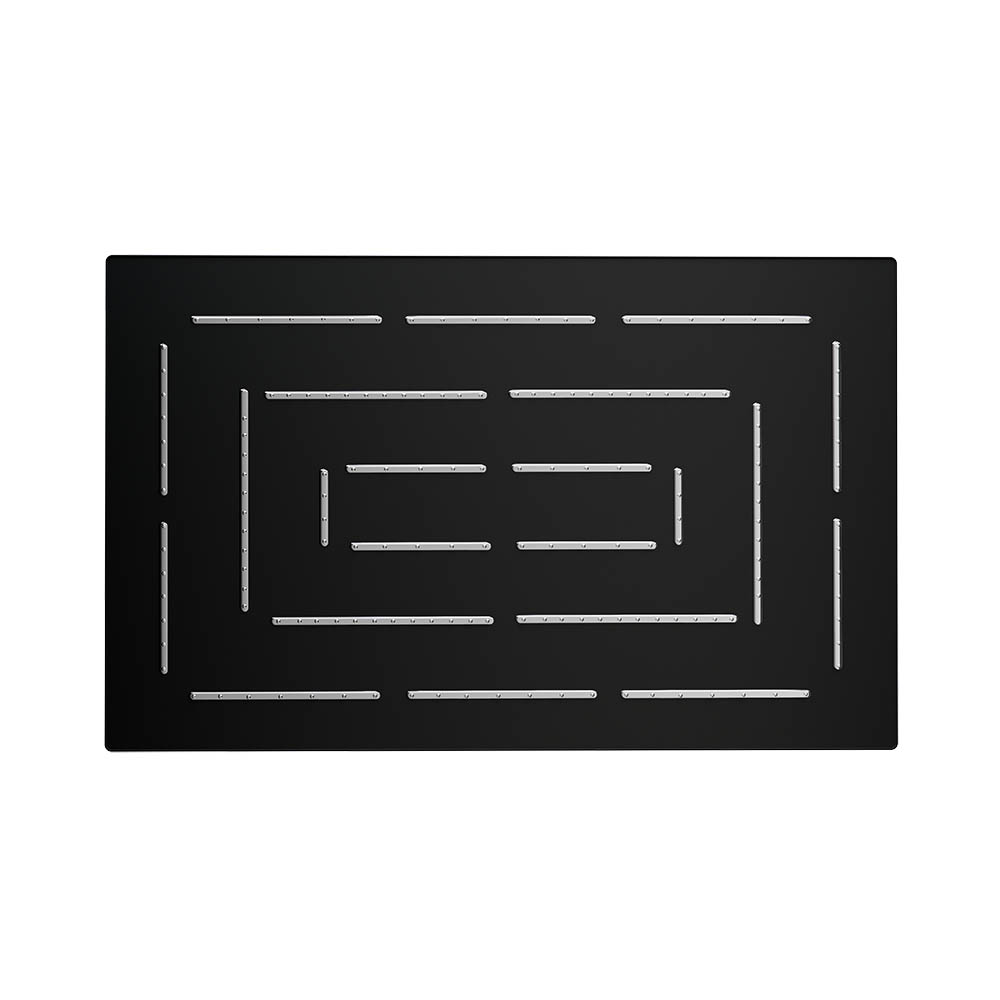 Maze Single Function 190X295mm Rectangular Showerhead-Black Matt