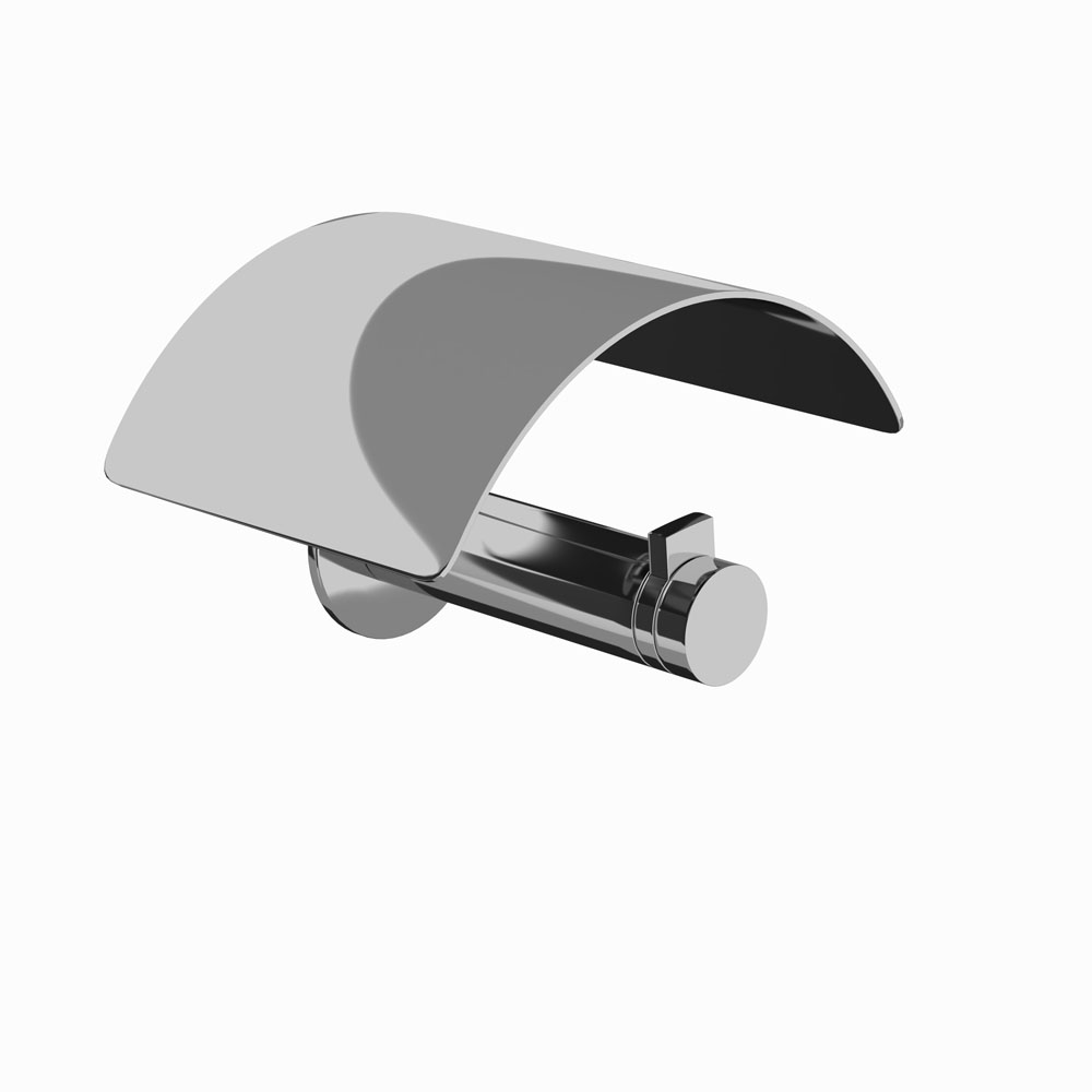 Toilet Paper Holder with Cover-Black Chrome
