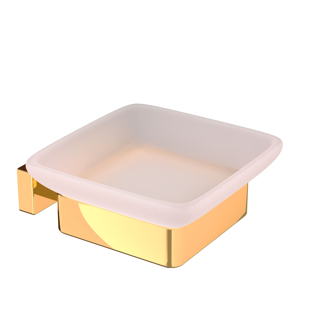 Quadra Soap Dish-Gold Bright PVD