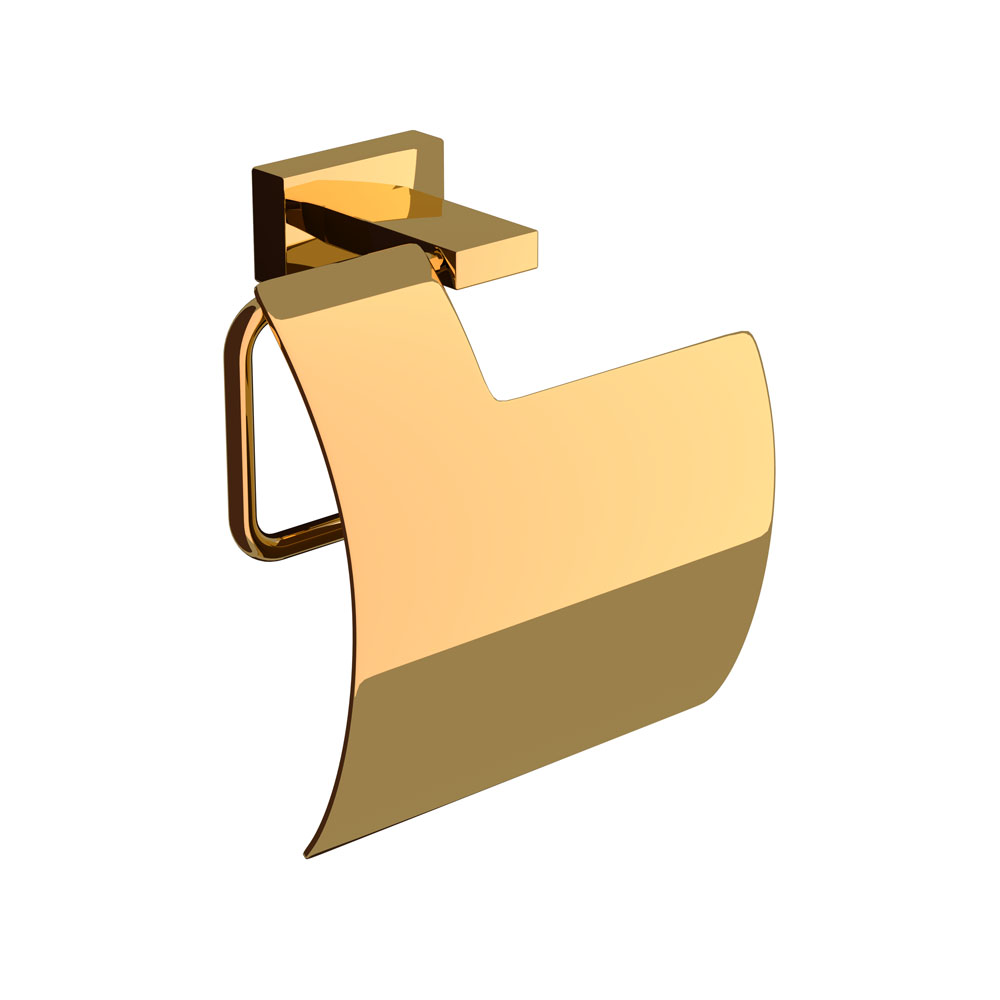 Toilet Paper Holder with Lid-Gold Bright PVD