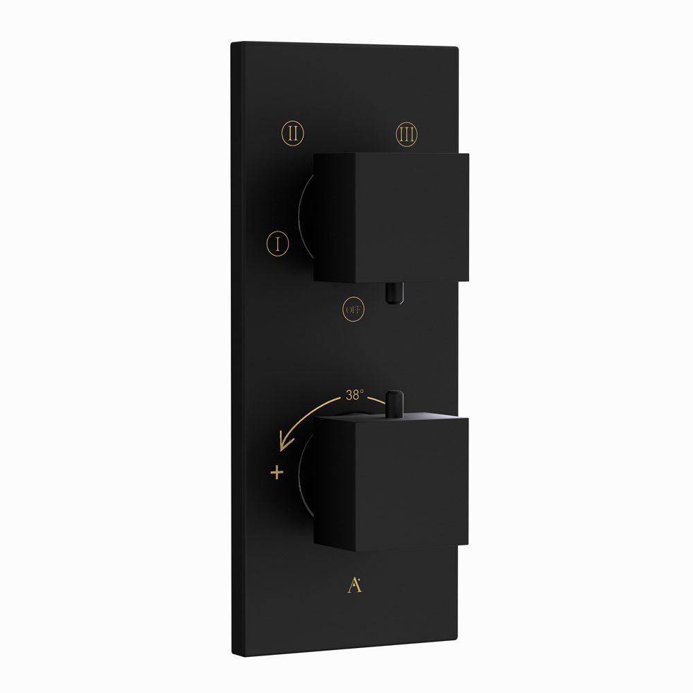 Thermatik-S in-wall thermostatic shower valve with 4-way diverter-Black Matt