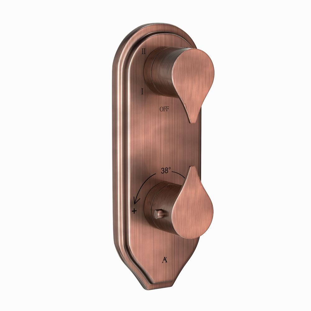 Thermostatic Shower Valve with 4-Way Diverter-Antique Copper